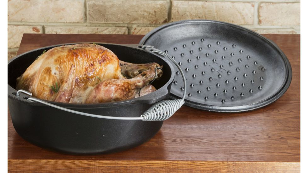 Lodge Cast Iron Dutch Oven with Spiral Bail Handle, 9 quart, L12DO3