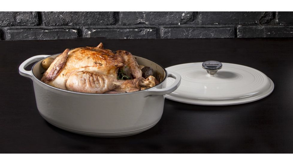 Lodge Oval Dutch Oven, Oyster White, 7 quart, EC7OD13