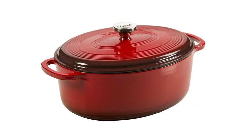 Lodge Oval Dutch Oven, Red, 7 quart, EC7OD43