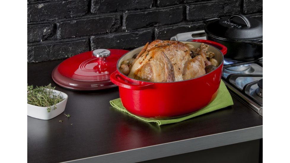 Lodge Oval Dutch Oven, Red, 7 quart, EC7OD43