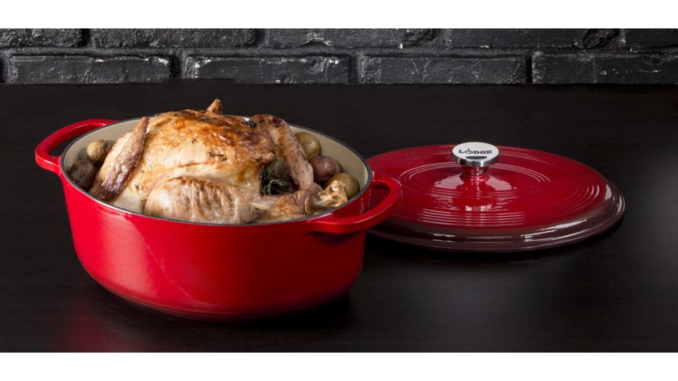 Lodge Oval Dutch Oven, Red, 7 quart, EC7OD43