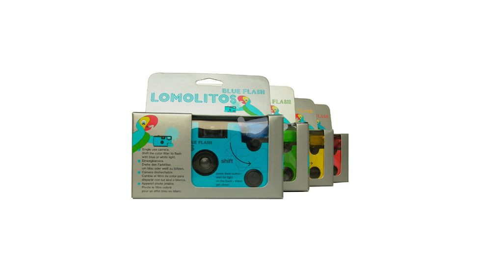 Lomographic Lomolitos Single-Use Colored-Flash Cameras 4 camera pack - Red, Blue, Green, Yellow