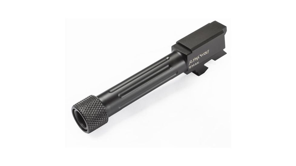Lone Wolf Arms AlphaWolf Glock 42 .380 ACP to 9x18 Makarov Threaded Conversion Barrel, 1/2x28, Black, AW-429X18TH