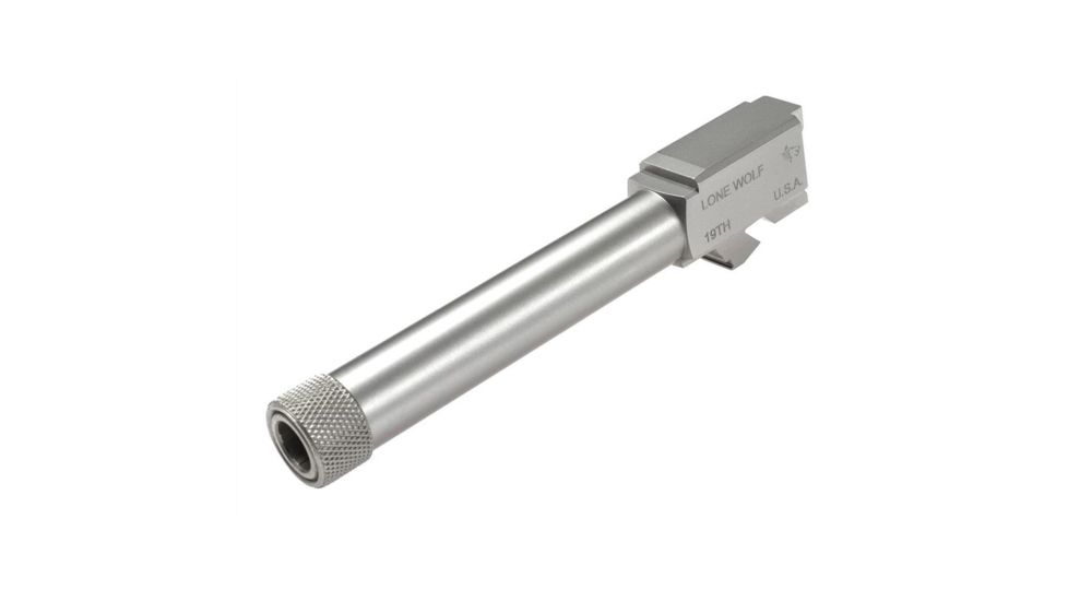 Lone Wolf Arms Glock 19 9mm Threaded Barrel, 1/2x28, Raw Stainless, LWD-19TH