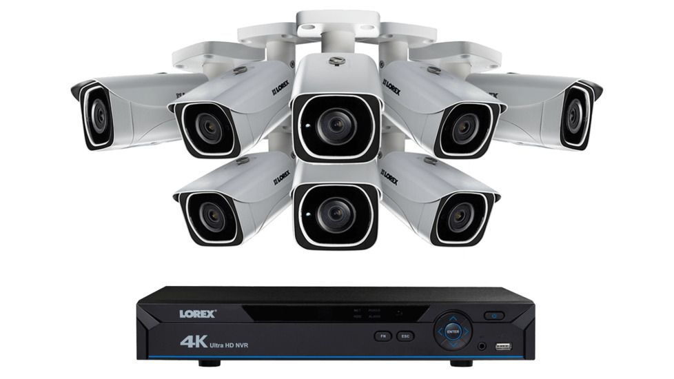 Lorex 8-Channel 4K HD 2TB NVR w/ 6 Bullet Security IP Camera System &amp; Lorex Secure Connectivity, White, LNR610828KB