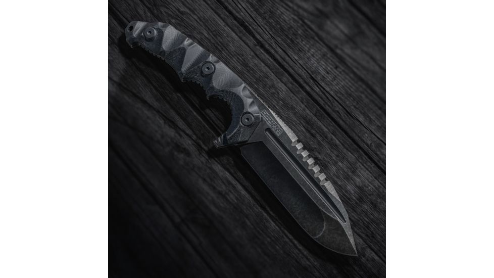 LOTAR Combat Karnaff Gen 2 MilSpec Elite Fixed Blade Knives, 109mm, CPM3V, Drop Point, Plain Edge, G10, Black, R102SW