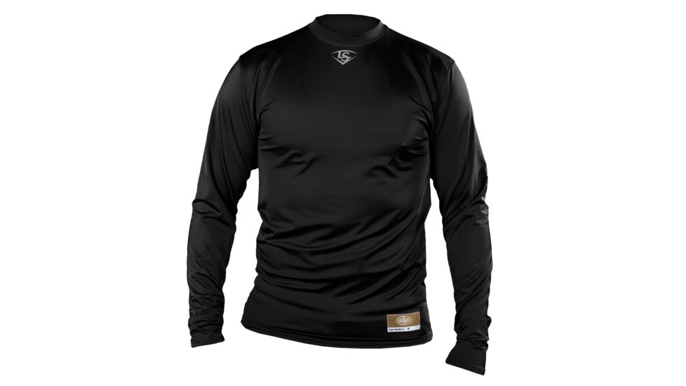Louisville Slugger Adult Slugger Compression-Fit Crew Long Sleeve Shirt,Black,Large LS1515-AL-BK