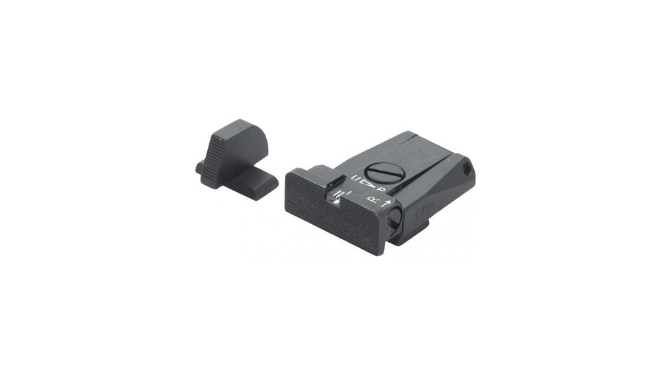 LPA SPR Adjustable Black Serrated Sight Set For Beretta Mod - Stock And Bridadier w/ Dovetail Front Sight, Black, SPR96BE07