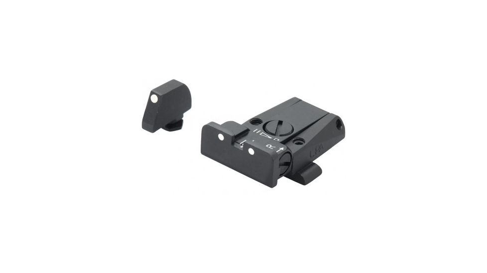 LPA SPR Adjustable White Dot Sight Set For Glock, Black, SPR36GL30