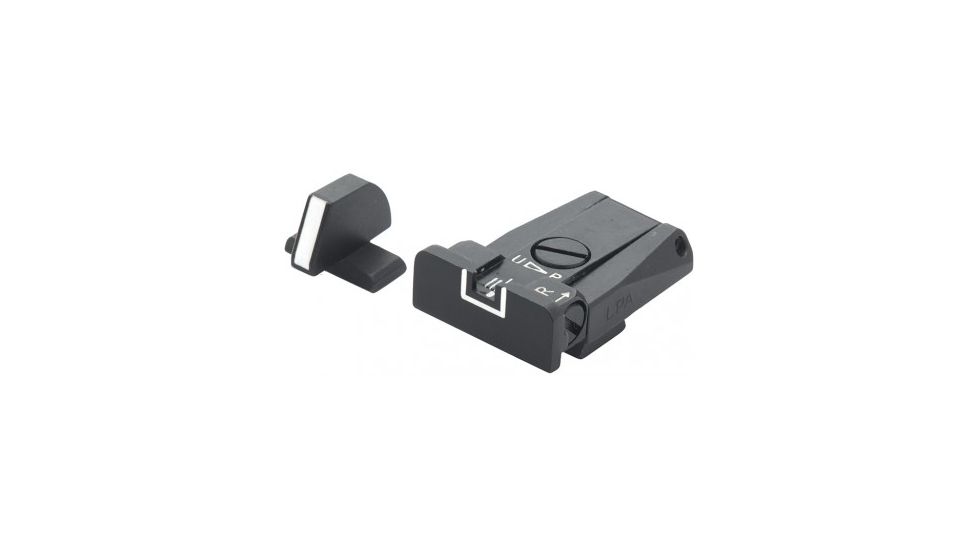 LPA SPR Adjustable White Outline Sight Set For Beretta Mod - Stock And Bridadier w/ Dovetail Front Sight, Black, SPR96BE18