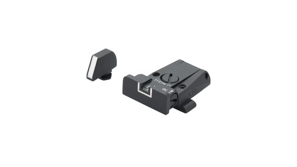 LPA SPR Adjustable White Outline Sight Set For Glock, Black, SPR36GL18