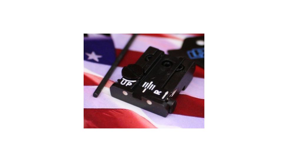 LPA TPU Adjustable Rear White Dot Sight Set For Glock 17-23, 25-32, 34, 35, Black, TPU32GL30