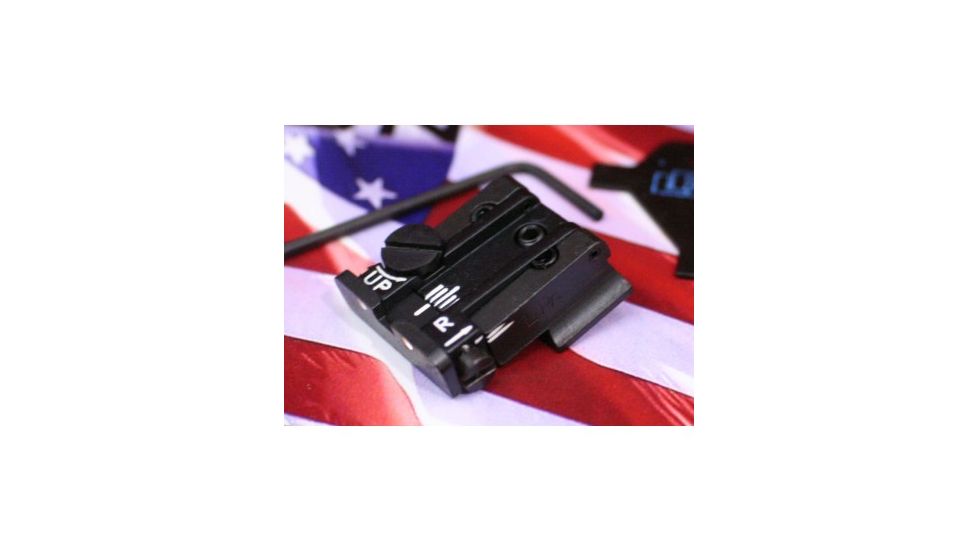 LPA TPU Adjustable Rear White Dot Sight Set For S&amp;W Cal. 9, 40 3rd Gen, Black, TPU91SW30