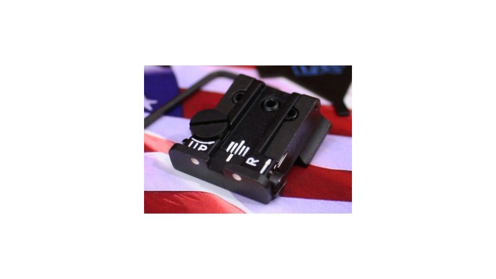 LPA TPU Adjustable Rear White Dot Sight Set For S&amp;W Cal. 9, 40 3rd Gen, Black, TPU91SW30