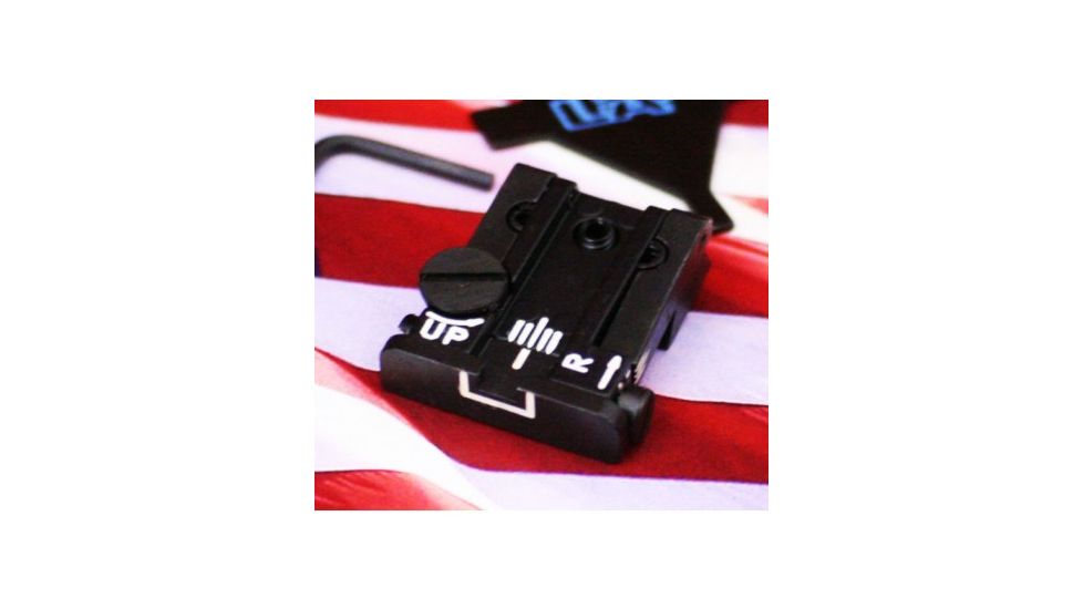 LPA TPU Adjustable Rear White Outline Sight Set For Browning High Power Sport, Black, TPU60BS18