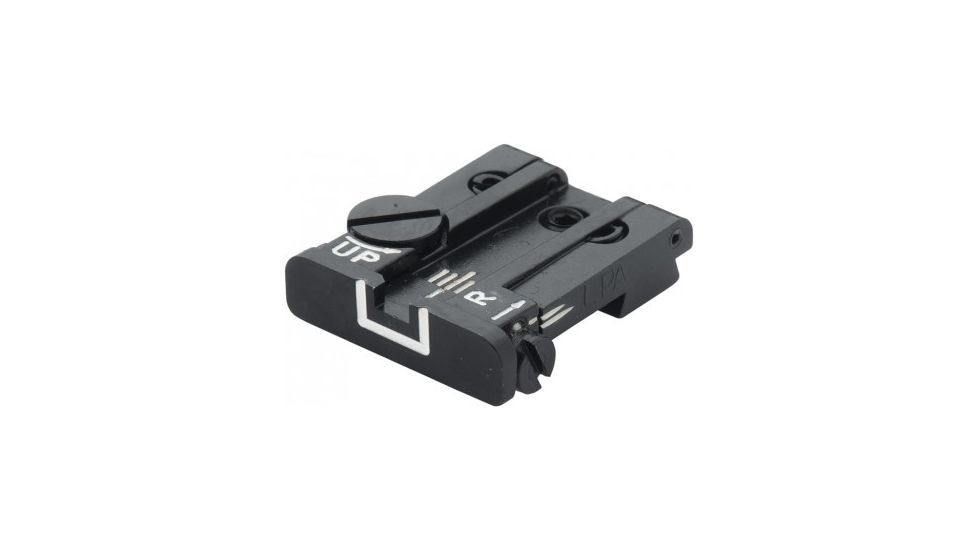 LPA TPU Adjustable Rear White Outline Sight Set For Browning High Power Vigilant, Black, TPU55BR18