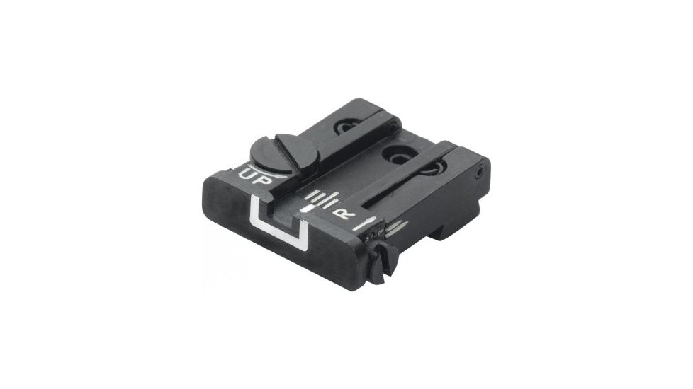 LPA TPU Adjustable Rear White Outline Sight Set For Glock 17-23, 25-32, 34, 35, Black, TPU32GL18