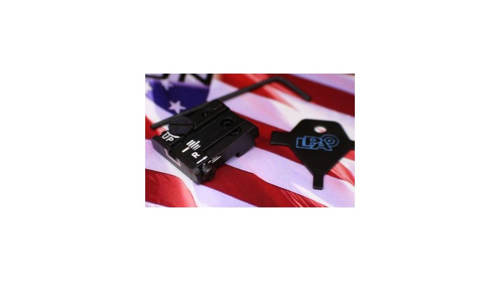 LPA TPU Adjustable Rear White Outline Sight Set For Glock 17-23, 25-32, 34, 35, Black, TPU32GL18