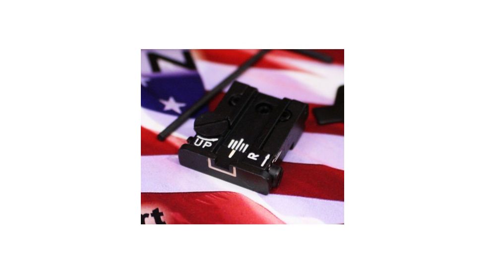 LPA TPU Adjustable Rear White Outline Sight Set For Glock 17-23, 25-32, 34, 35, Black, TPU32GL18