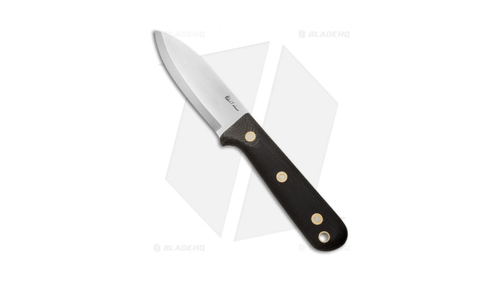 LT Wright Knives Genesis Scandi Bush Fixed Blade Knife, 4.25in, A2, Spear Point Blade, Micarta, Black Handle, Satin, Black/Steel, 9.00 inch, BHQ-28293