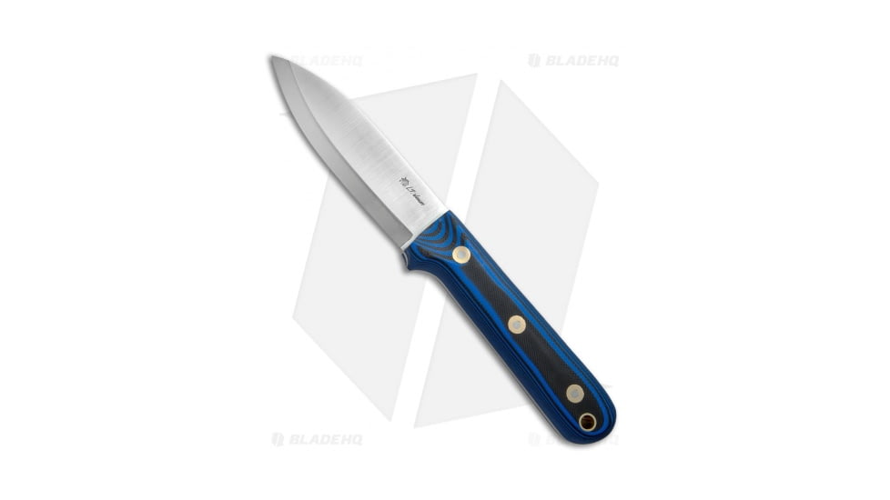 LT Wright Knives Genesis Scandi Bush Fixed Blade Knife, 4.25in, A2, Spear Point Blade, G-10, Black/Blue Handle, Satin, Black/Blue/Steel, 9.00 inch, BHQ-67454