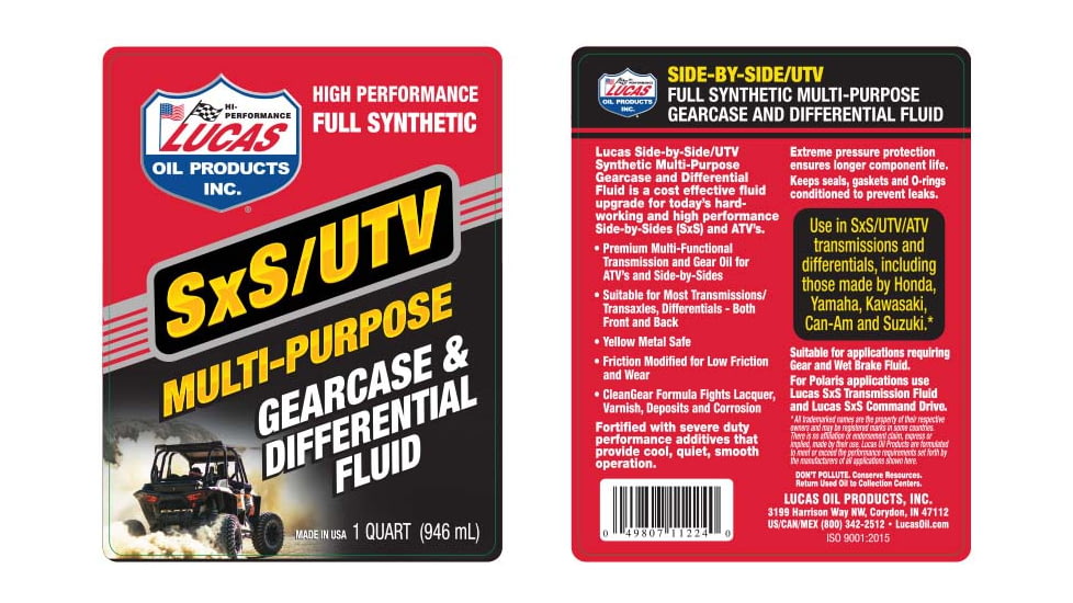 Lucas Oil Synthetic Multi-Purpose Gearcase and Differential Fluid, ATV Accessories, 11224