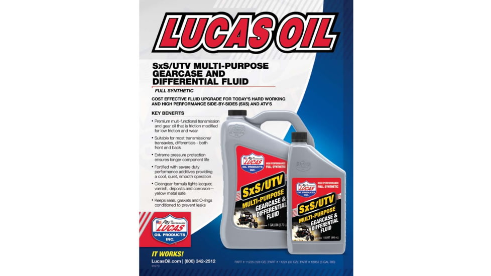 Lucas Oil Synthetic Multi-Purpose Gearcase and Differential Fluid, ATV Accessories, 11224