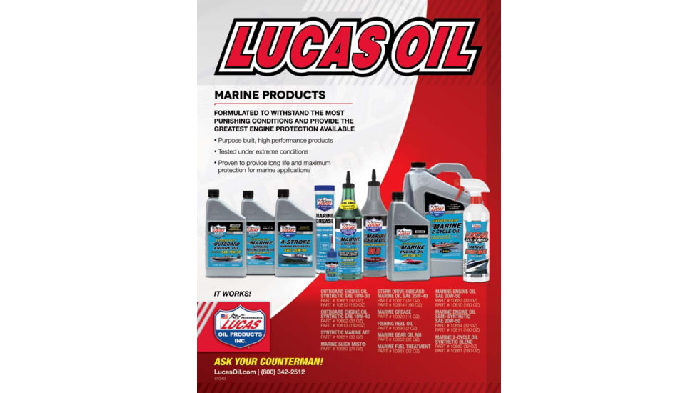 Lucas Oil Synthetic SAE 10W-30 Outboard Engine Oil FC-W, 6x1, Quart, 10661