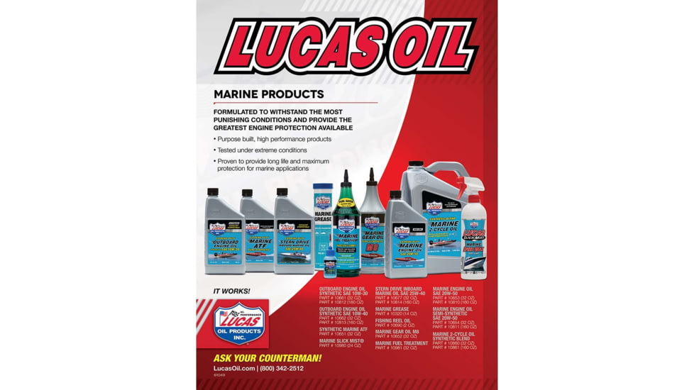 Lucas Oil Synthetic SAE 75W-90 M8 Marine Gear Oil, 6x1, Quart, 10652