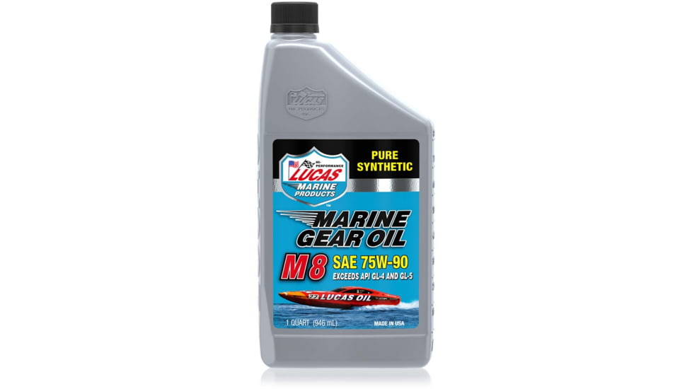 Lucas Oil Synthetic SAE 75W-90 M8 Marine Gear Oil, 6x1, Quart, 10652