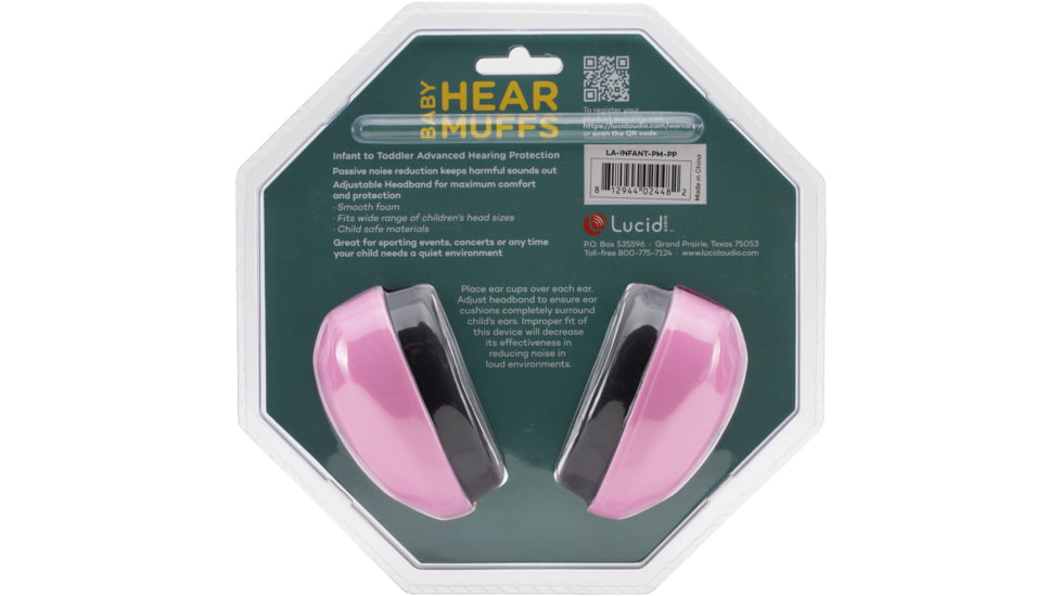 Lucid Audio HearMuffs Baby Hearing Protection, Pink, LA-INFANT-PM-PP