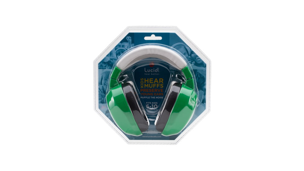 Lucid Audio HearMuffs Kids Hearing Protection, Green, LA-KIDS-PM-GR