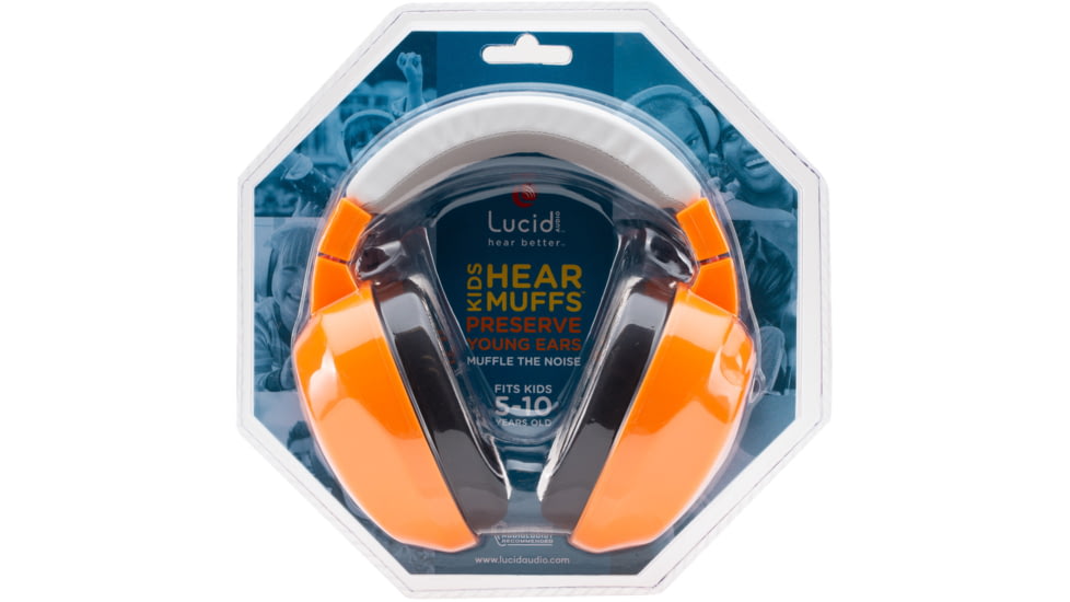 Lucid Audio HearMuffs Kids Hearing Protection, Orange, LA-KIDS-PM-OR