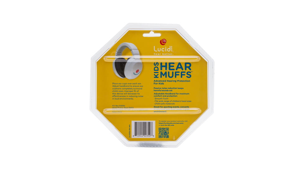 Lucid Audio HearMuffs Kids Hearing Protection, White, LA-KIDS-PM-WH