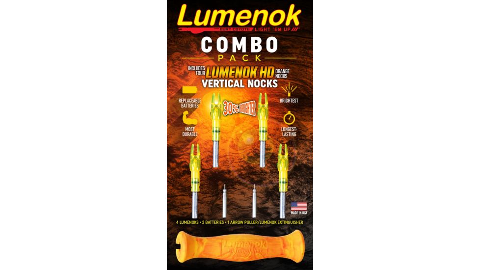 Lumenok GT Nocks Vertical Bow Combo Pack, 7-Piece, HD Orange GT4 Combo