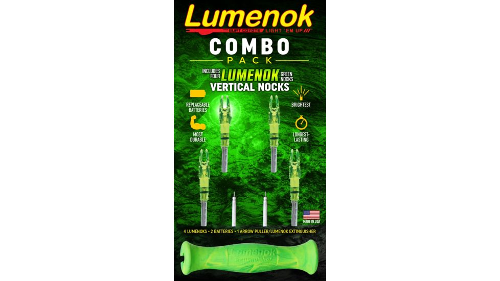 Lumenok GT Nocks Vertical Bow Combo Pack, 7-Piece, Green GT4G Combo