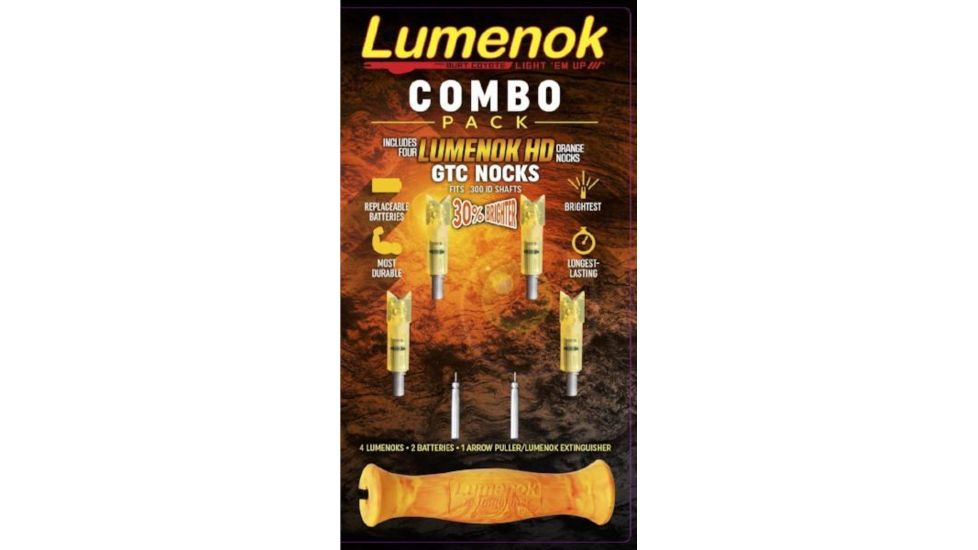 Lumenok Lighted Crossbow Nock Bolt Ends Gold Tip Crescent , Combo Pack, HD Orange GTC4 Combo