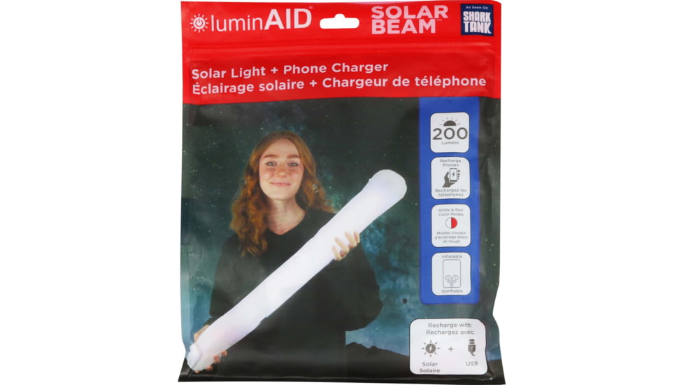 LuminAID Solar Beam With Phone Charger, White, 0196-0700
