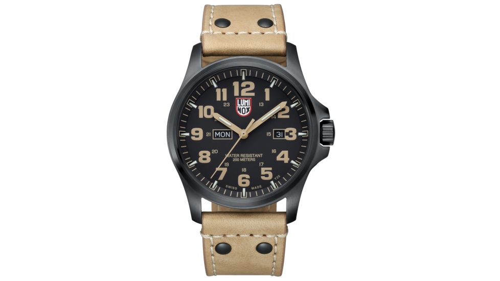 LUMINOX Atacama Field Day Date Watch, Black/Tan, 45mm A.1925