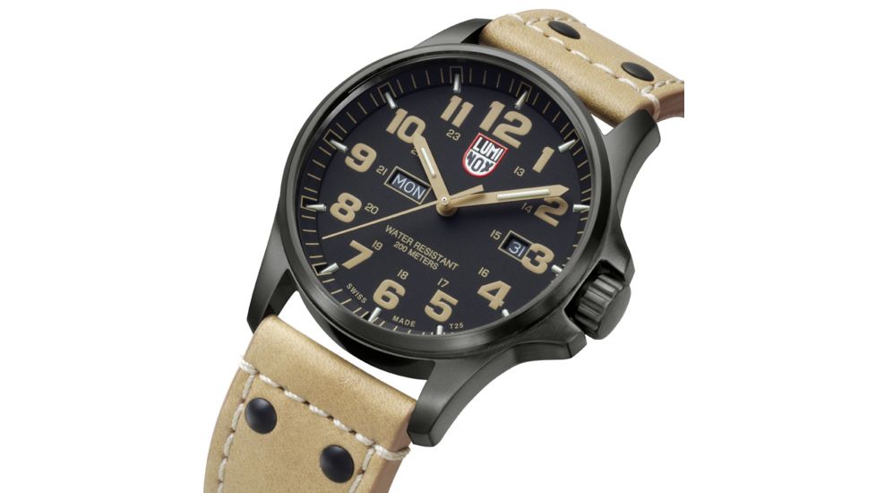 LUMINOX Atacama Field Day Date Watch, Black/Tan, 45mm A.1925