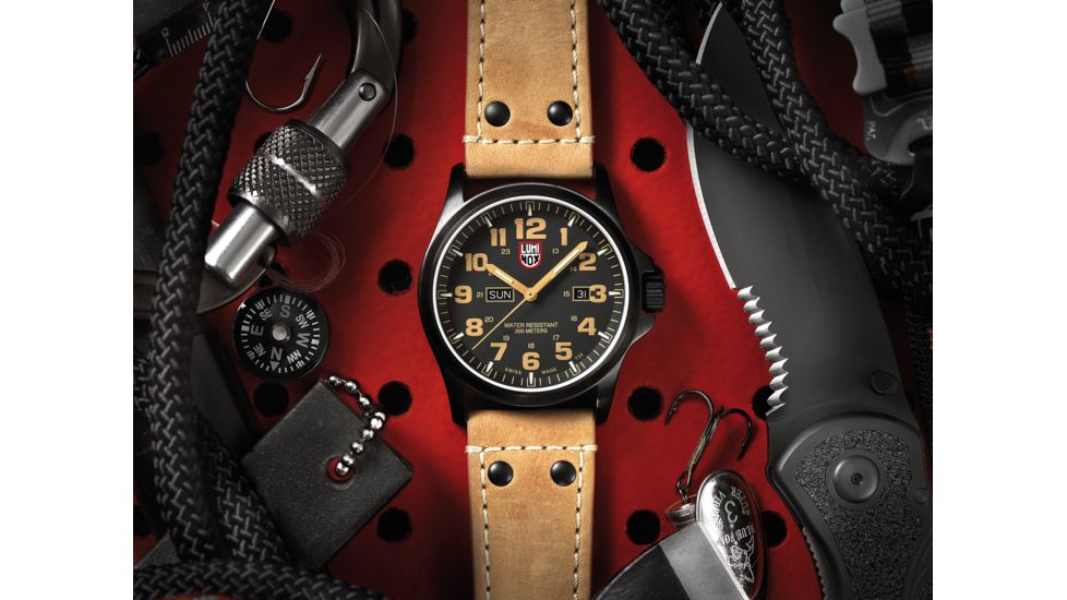 LUMINOX Atacama Field Day Date Watch, Black/Tan, 45mm A.1925