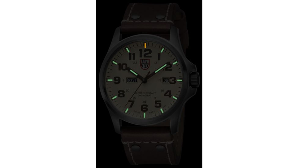LUMINOX Atacama Field Day Date Watch, Ivory/ Brown, 45mm A.1927