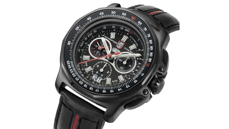 LUMINOX F-22 Raptor Watch w/ Black Buckle, Black/Silver, 44mm A.9278