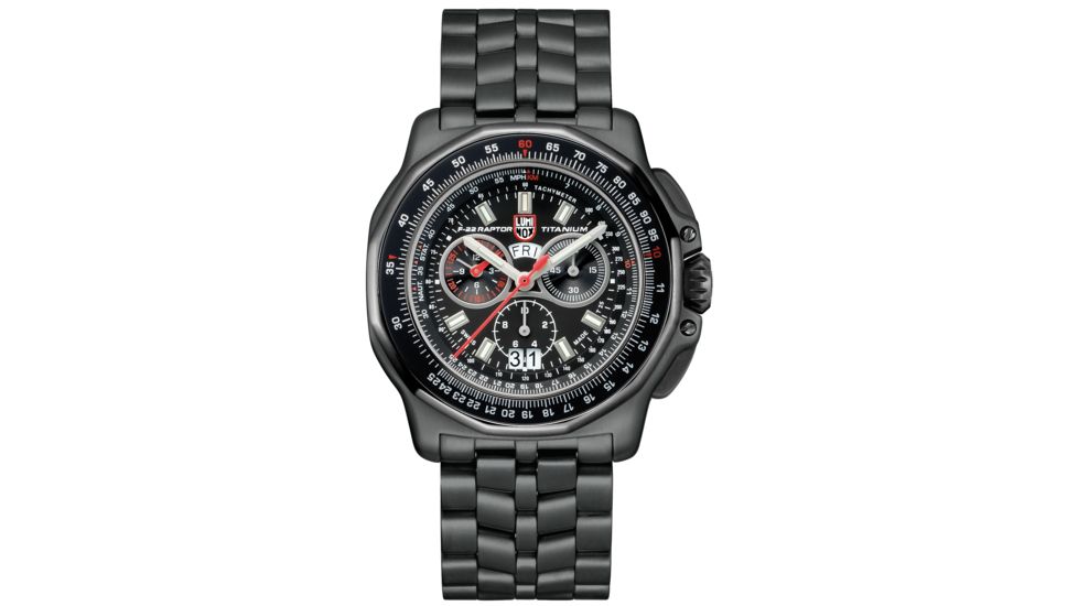 LUMINOX F-22 Raptor Watch w/ Signature Buckle, Black/Silver, 44mm A.9272