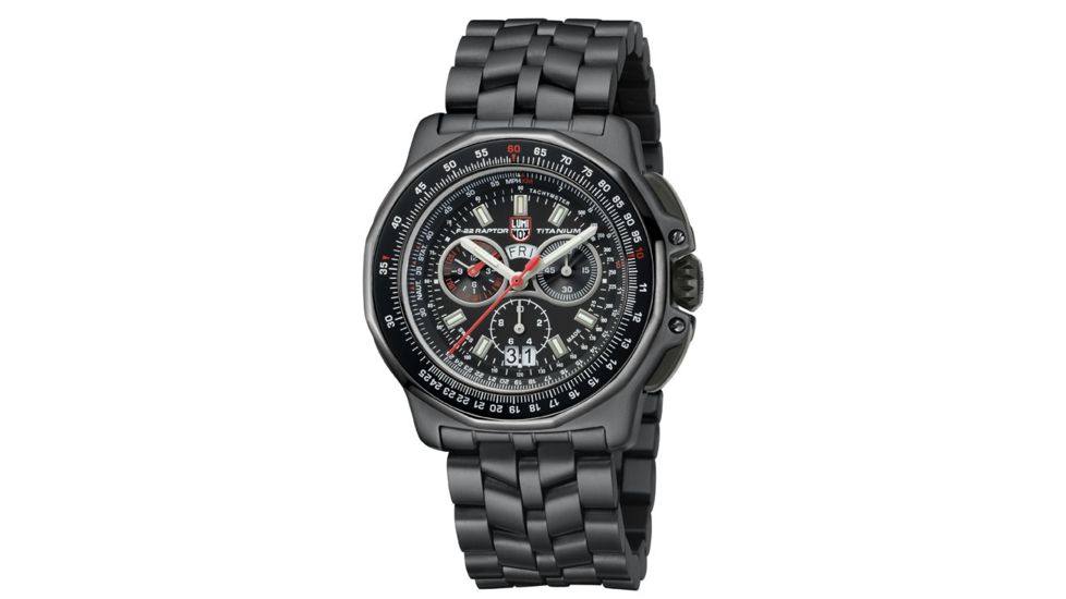 LUMINOX F-22 Raptor Watch w/ Signature Buckle, Black/Silver, 44mm A.9272