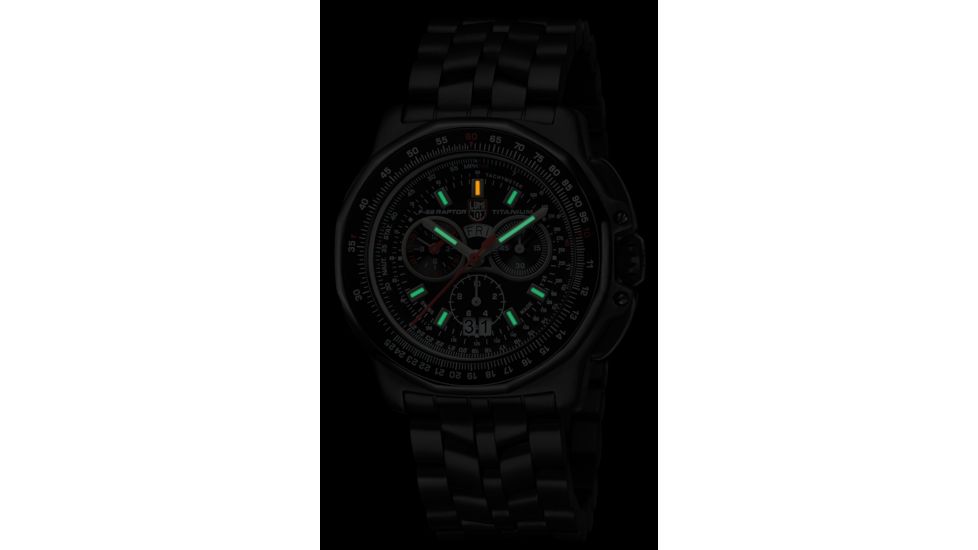 LUMINOX F-22 Raptor Watch w/ Signature Buckle, Black/Silver, 44mm A.9272