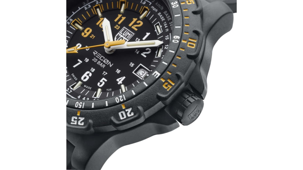 Luminox RECON Point Man 8820 Series Heritage Analog Watch, 45mm Case Diameter, Carbonox Bezel, Black Rubber Strap, XL8825HSET