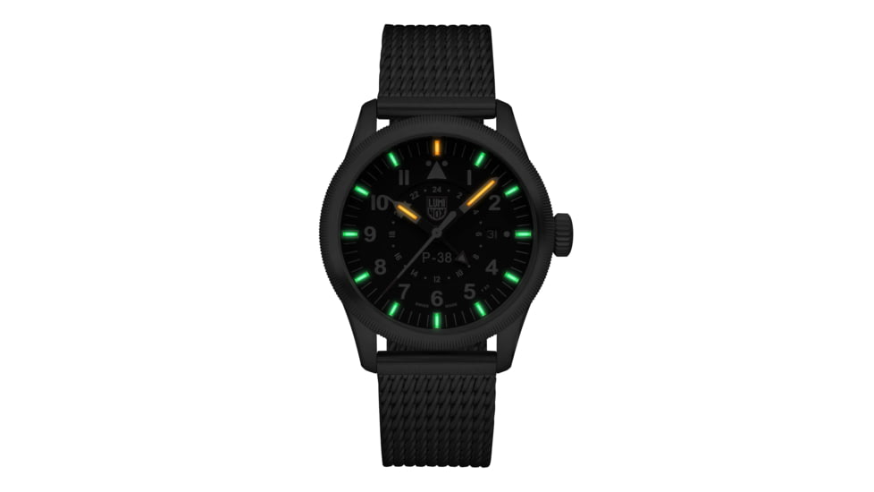 Luminox P-38 Lightening 9520 Series Watch, Black/Silver, 42mm, XA.9522