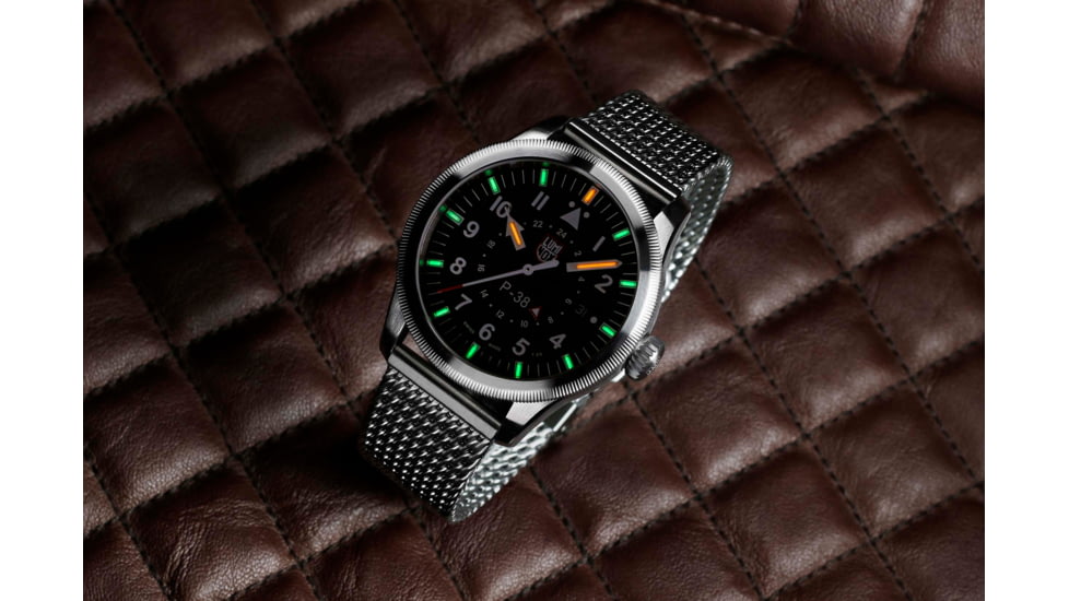 Luminox P-38 Lightening 9520 Series Watch, Black/Silver, 42mm, XA.9522