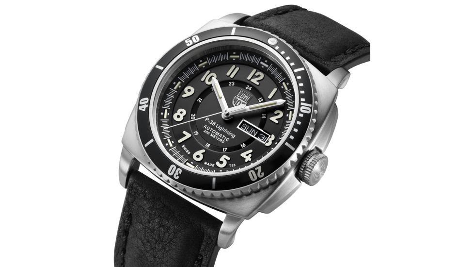 LUMINOX P-38 Lightning Automatic Watch, Black/Ivory, 44mm A.9401